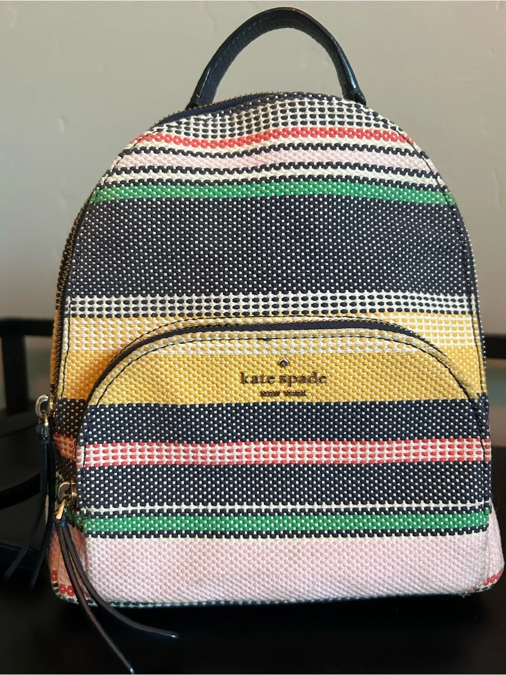 kate spade Striped Mini Backpack in Yellow, Pink, Green, Navy